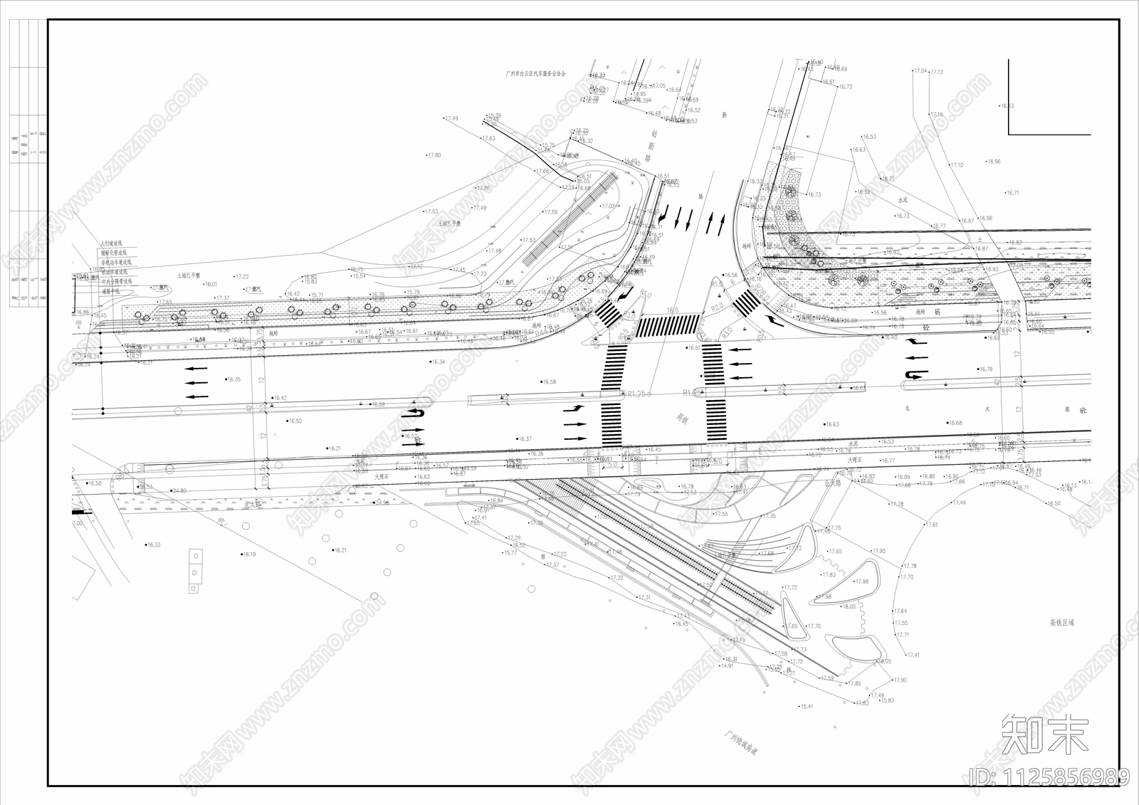 广州民营科技园市政道路城市公园cad施工图下载【ID:1125856989】