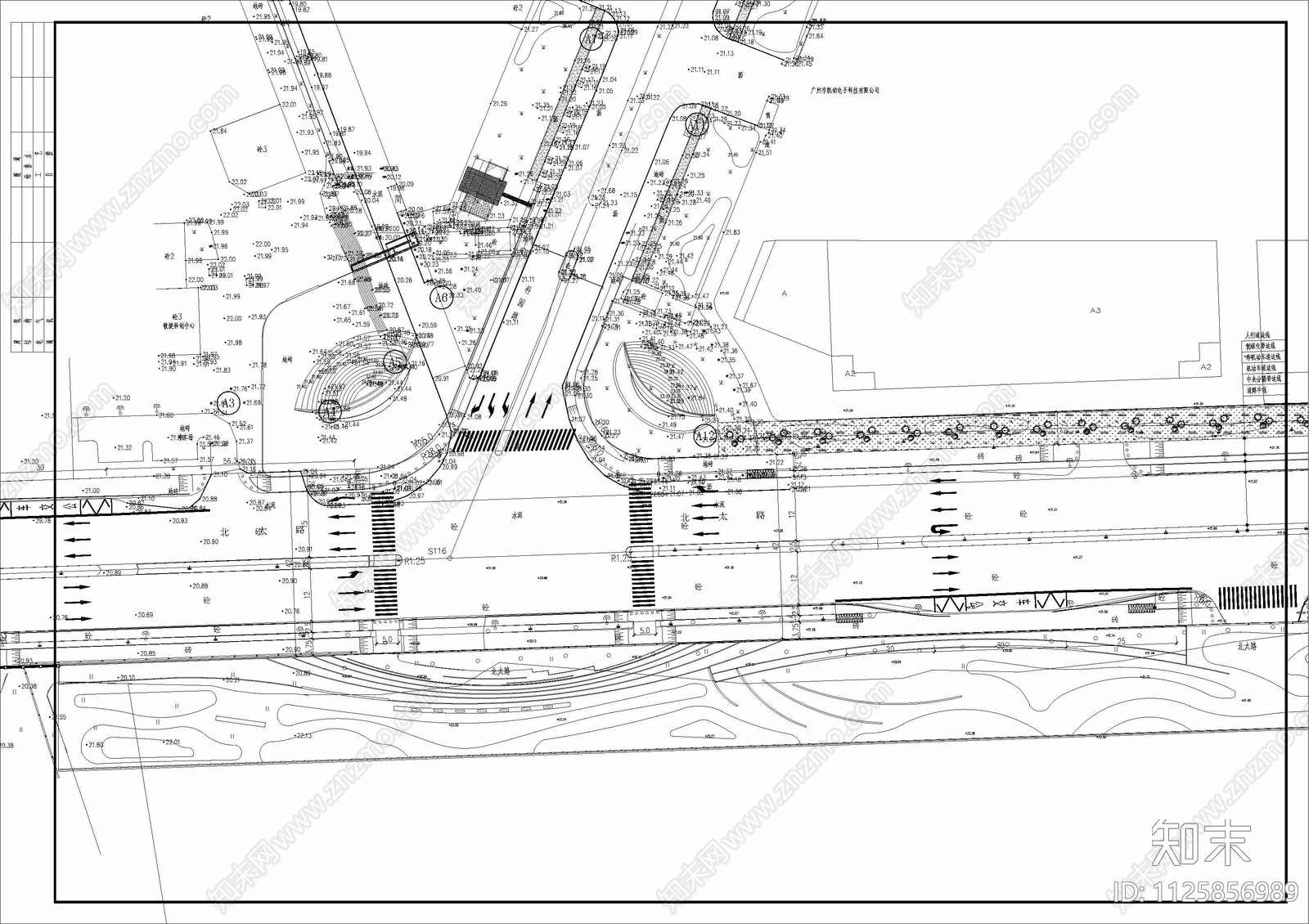 广州民营科技园市政道路城市公园cad施工图下载【ID:1125856989】