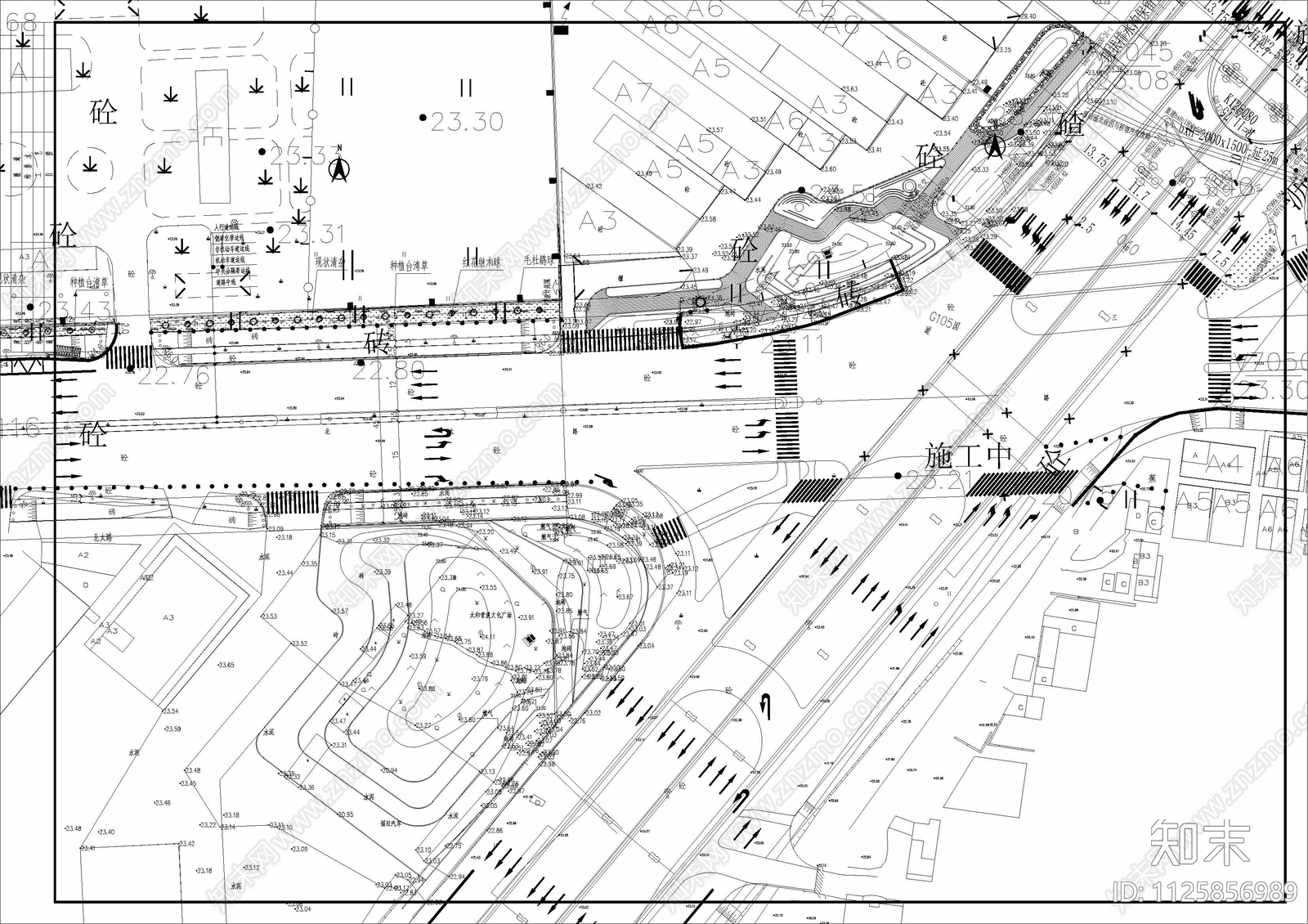 广州民营科技园市政道路城市公园cad施工图下载【ID:1125856989】