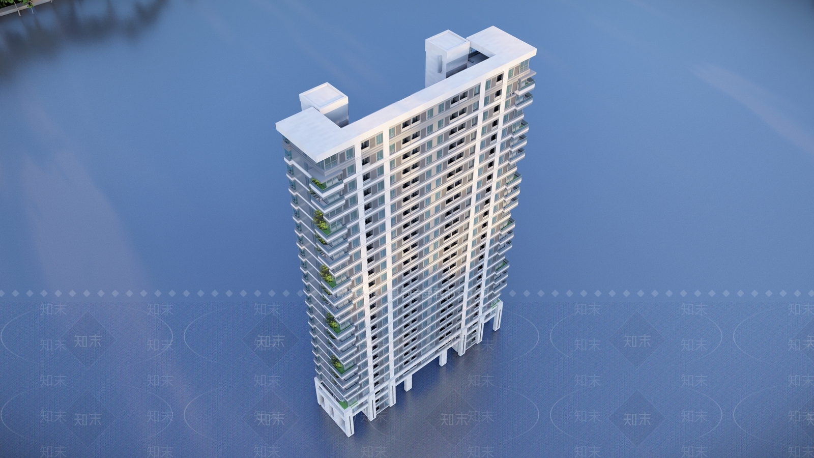 现代高层住宅建筑SU模型下载【ID:1125858124】