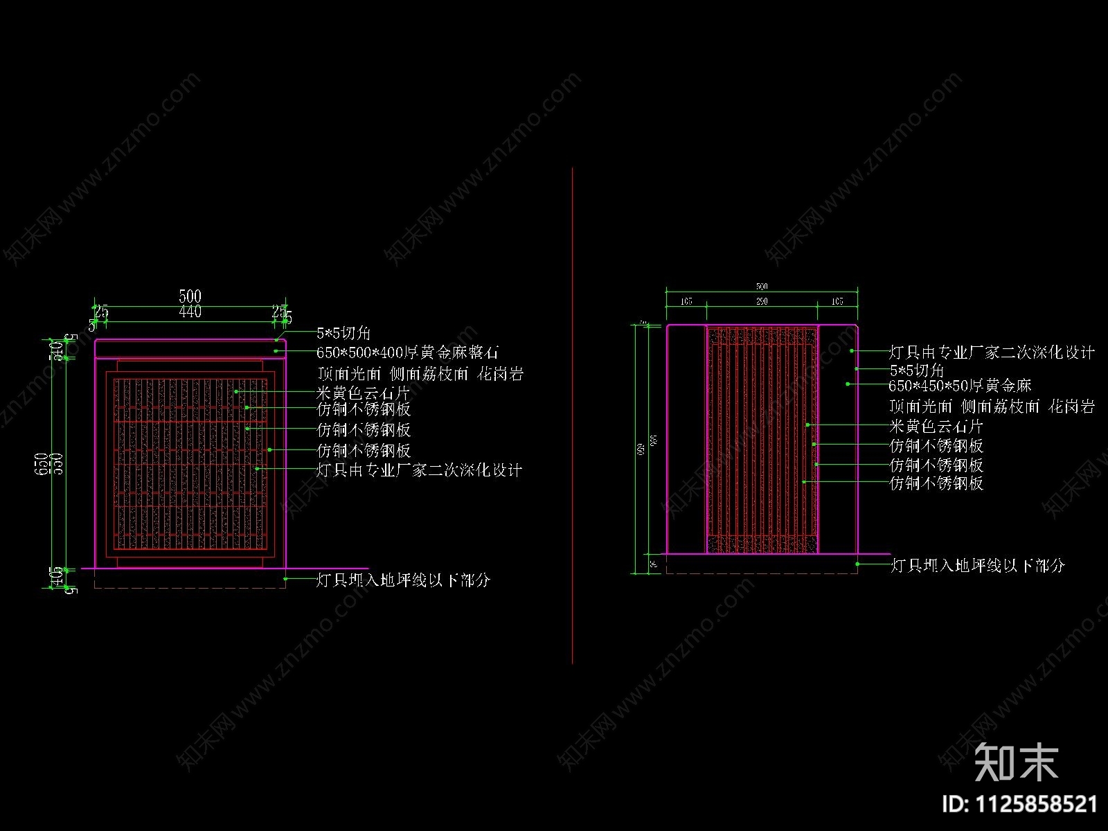 新中式矮墙灯cad施工图下载【ID:1125858521】