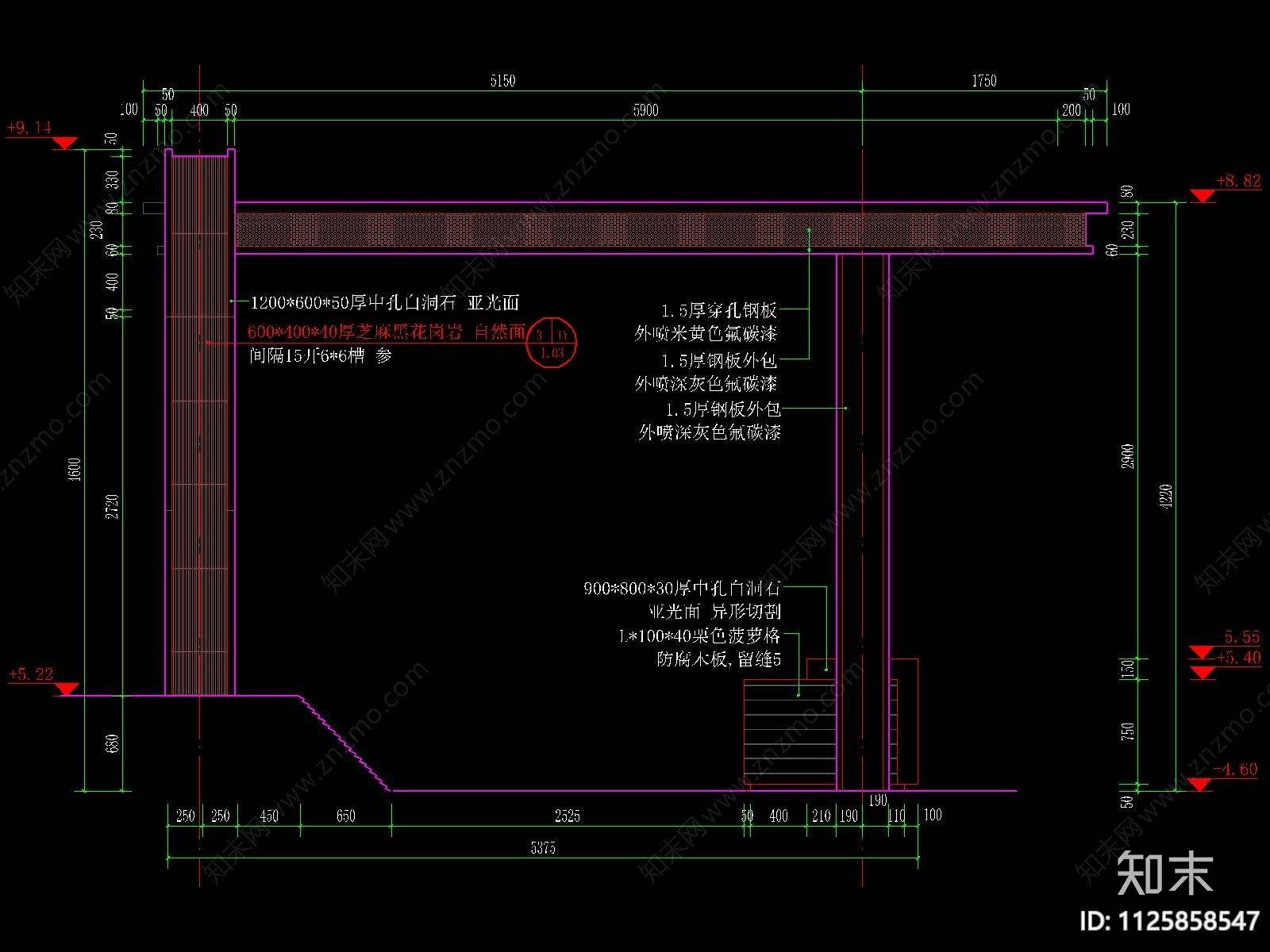 中式廊架及水景cad施工图下载【ID:1125858547】
