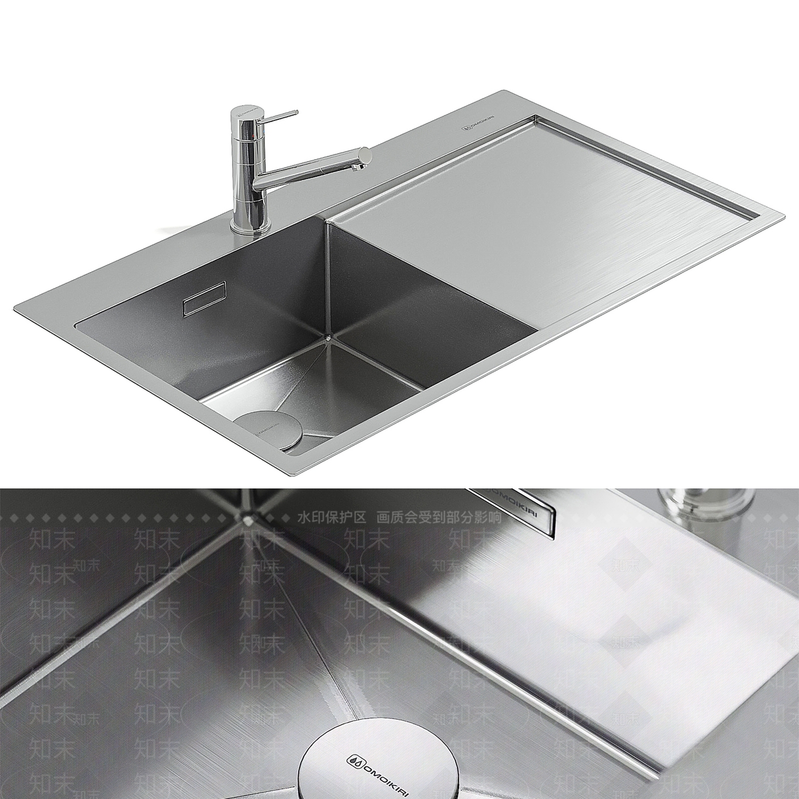 现代水槽水龙头组合3D模型下载【ID:1125864355】