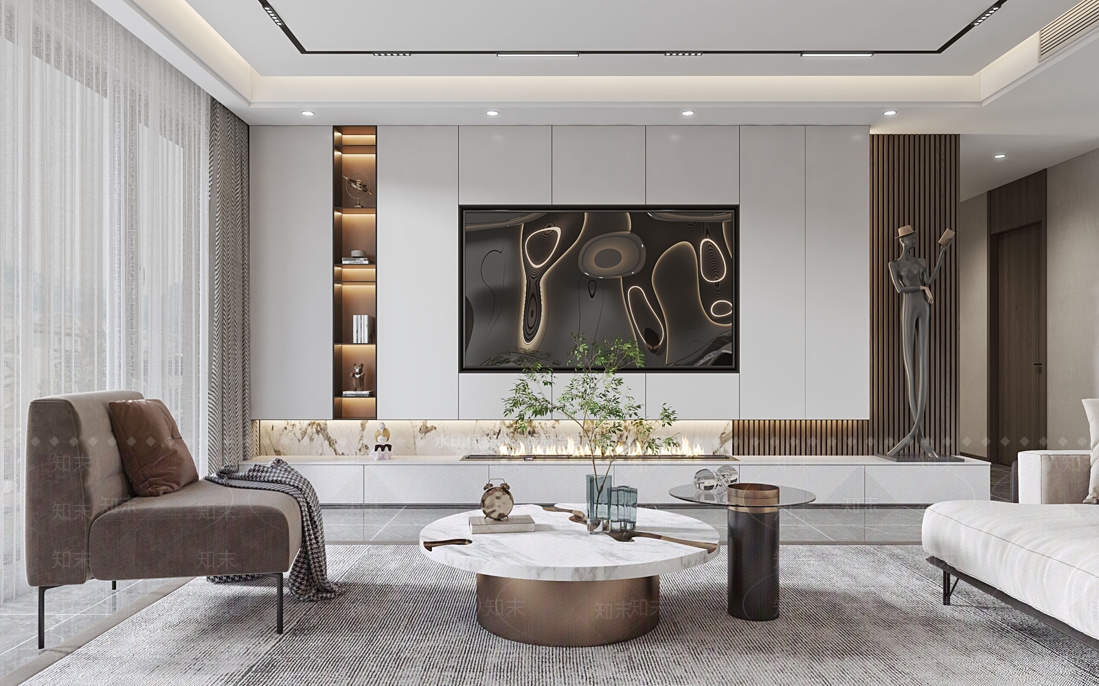 现代客厅3D模型下载【ID:1125867311】_知末3d模型网