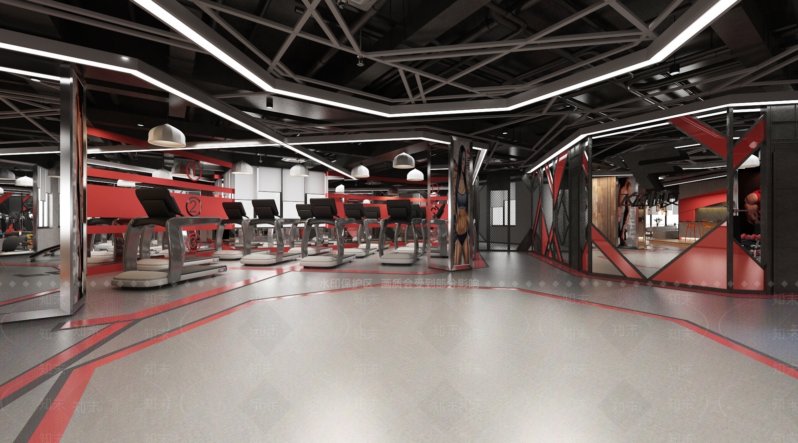 工业风健身房3D模型下载【ID:1125876361】