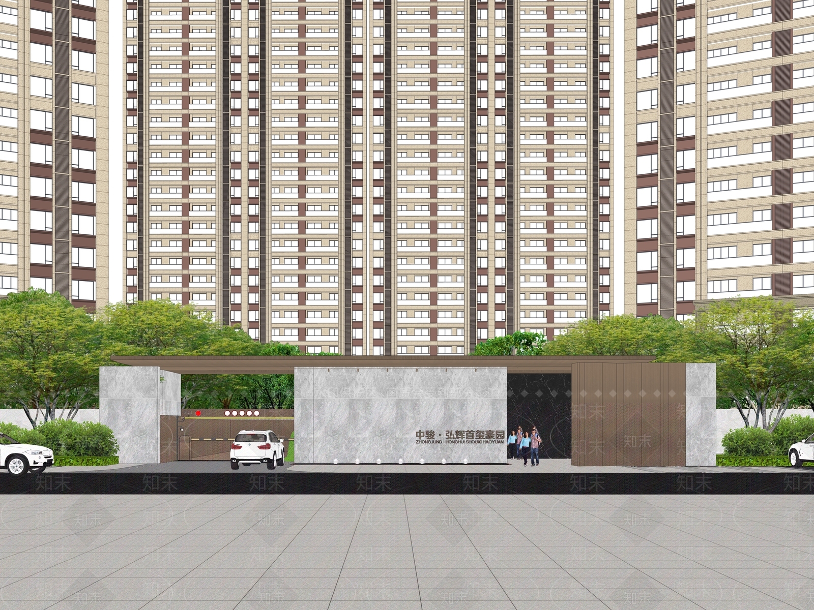 现代小区入口景观SU模型下载【ID:1125878810】_知末su模型网
