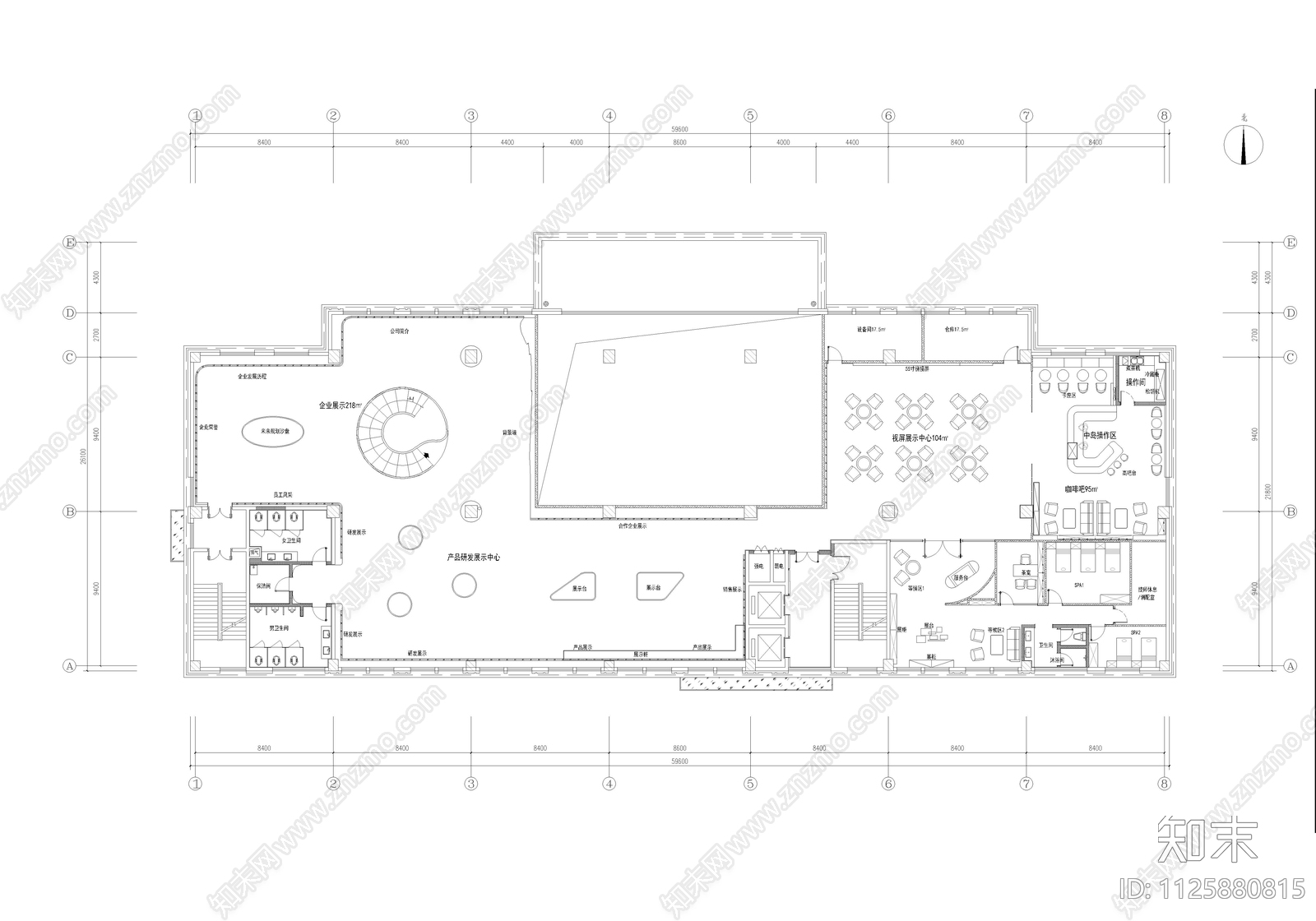 现代简约展厅陈列展馆空间及接待办公cad施工图下载【ID:1125880815】
