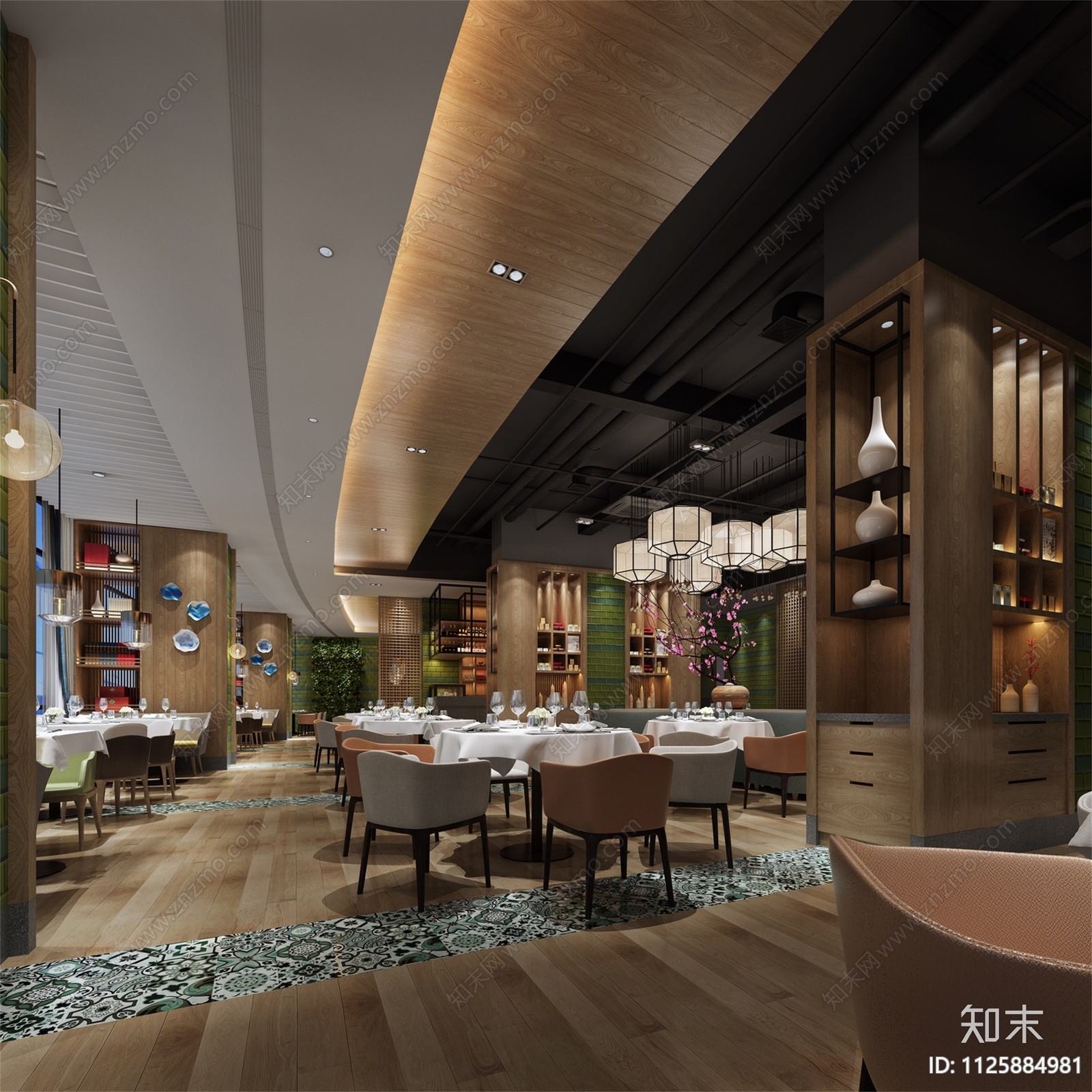 现代酒店餐厅SU模型下载【ID:1125884981】