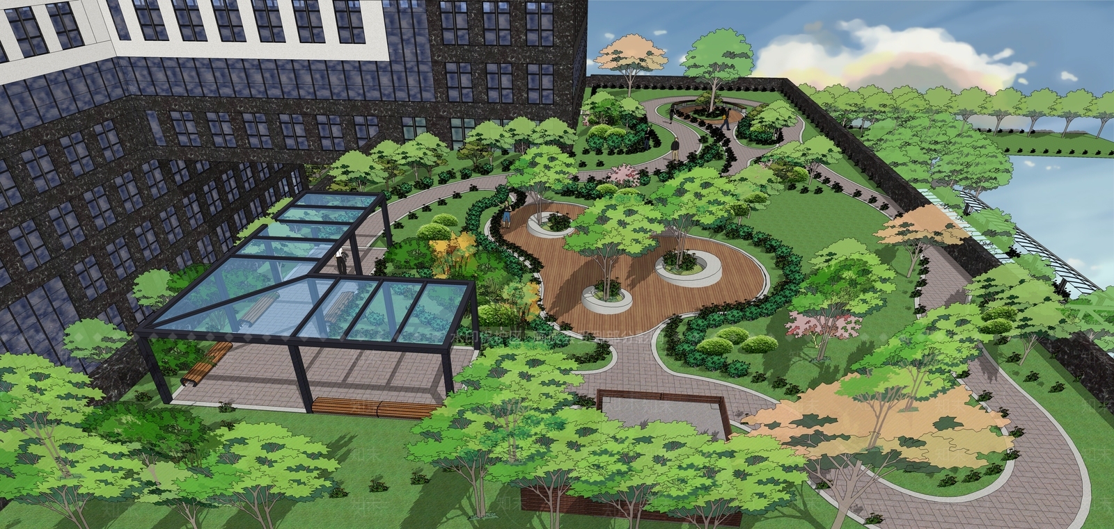 现代办公景观SU模型下载【ID:1125887839】
