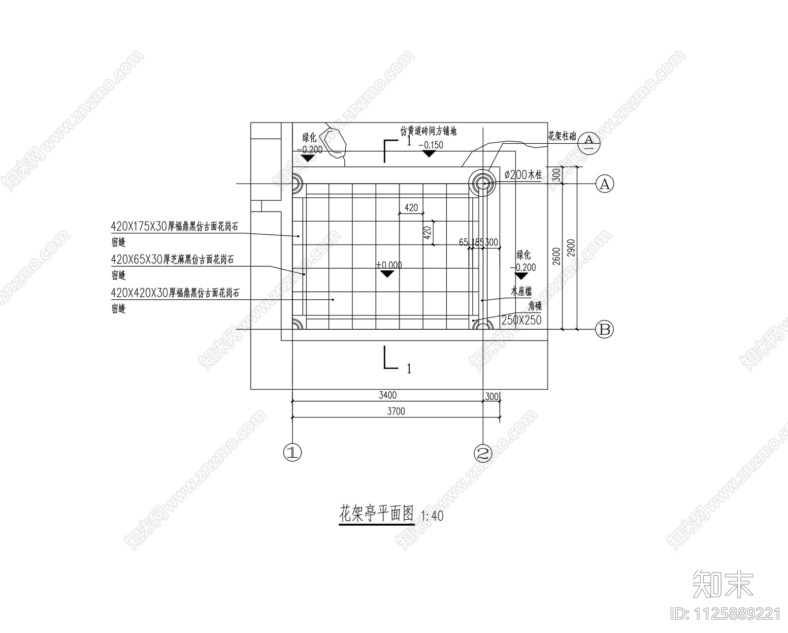 中式庭院凉亭详图cad施工图下载【ID:1125889221】