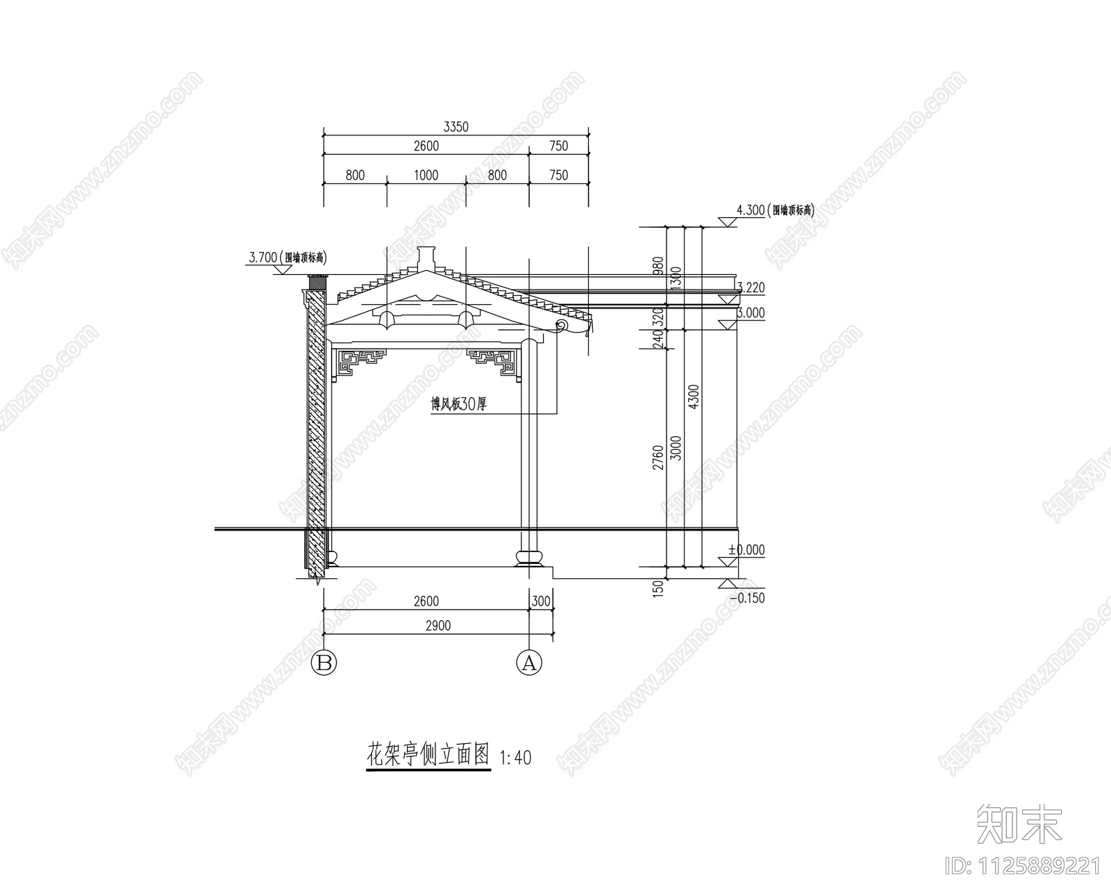 中式庭院凉亭详图cad施工图下载【ID:1125889221】