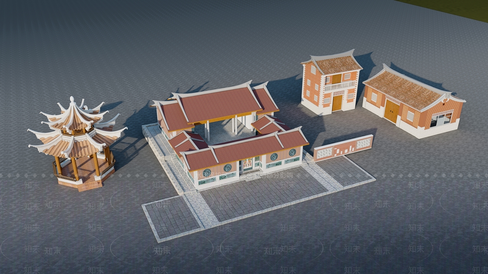 中式古建筑SU模型下载【ID:1125900863】