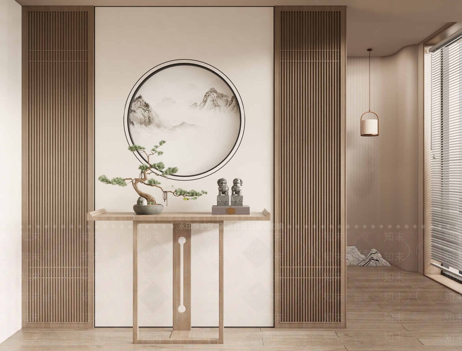 新中式端景条案SU模型下载【ID:1125905226】