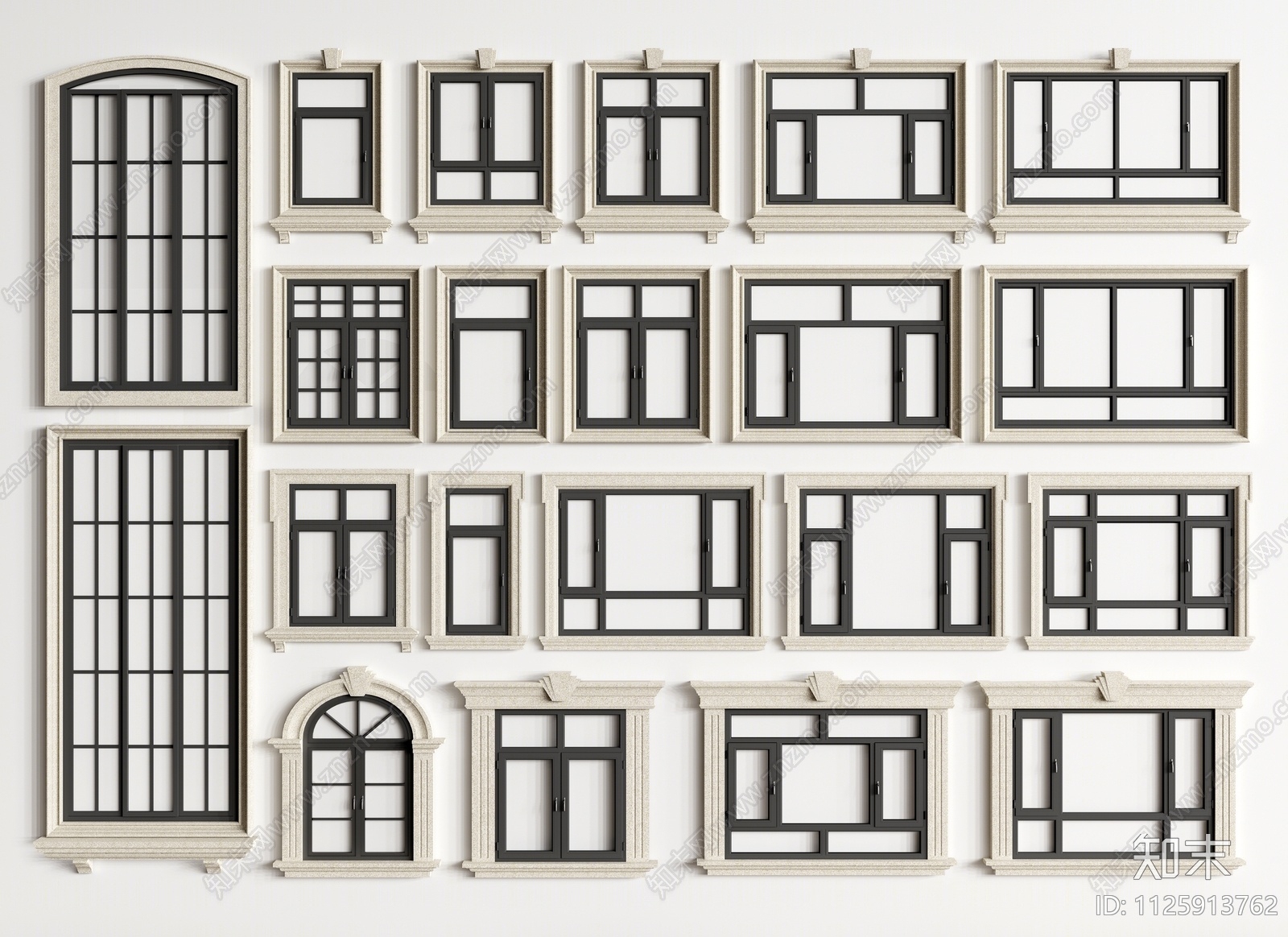 简欧窗户组合SU模型下载【ID:1125913762】