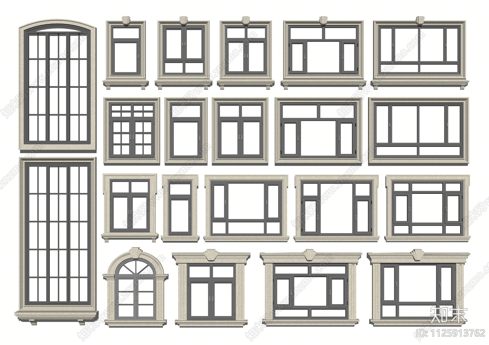 简欧窗户组合SU模型下载【ID:1125913762】