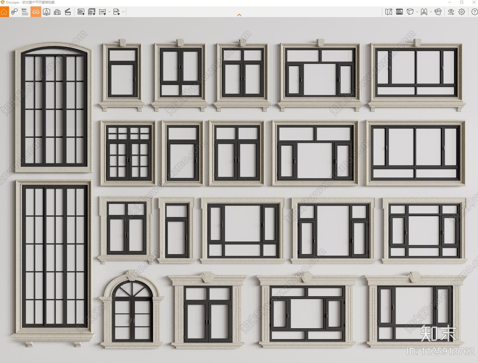 简欧窗户组合SU模型下载【ID:1125913762】
