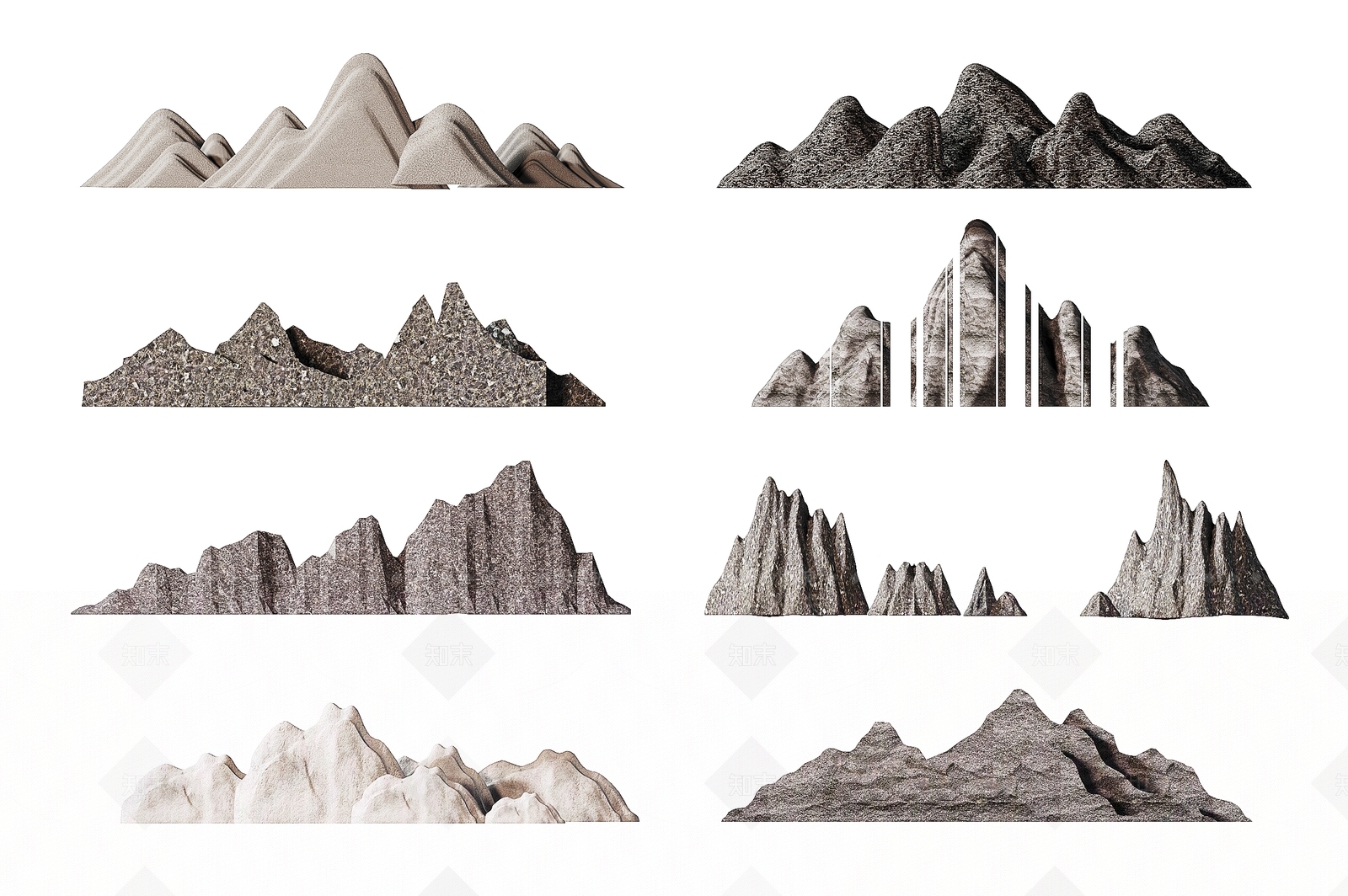 新中式假山石3D模型下载【ID:1125917932】