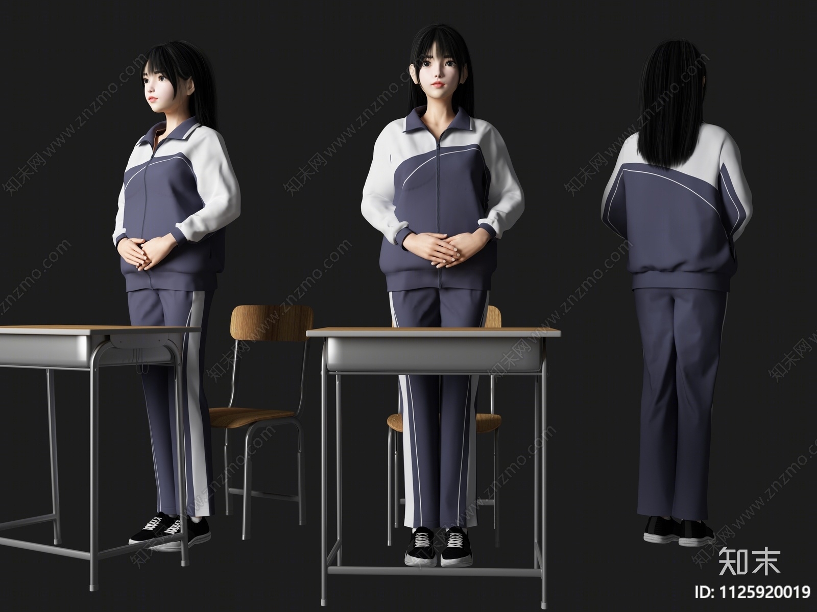 学生人物3D模型下载【ID:1125920019】