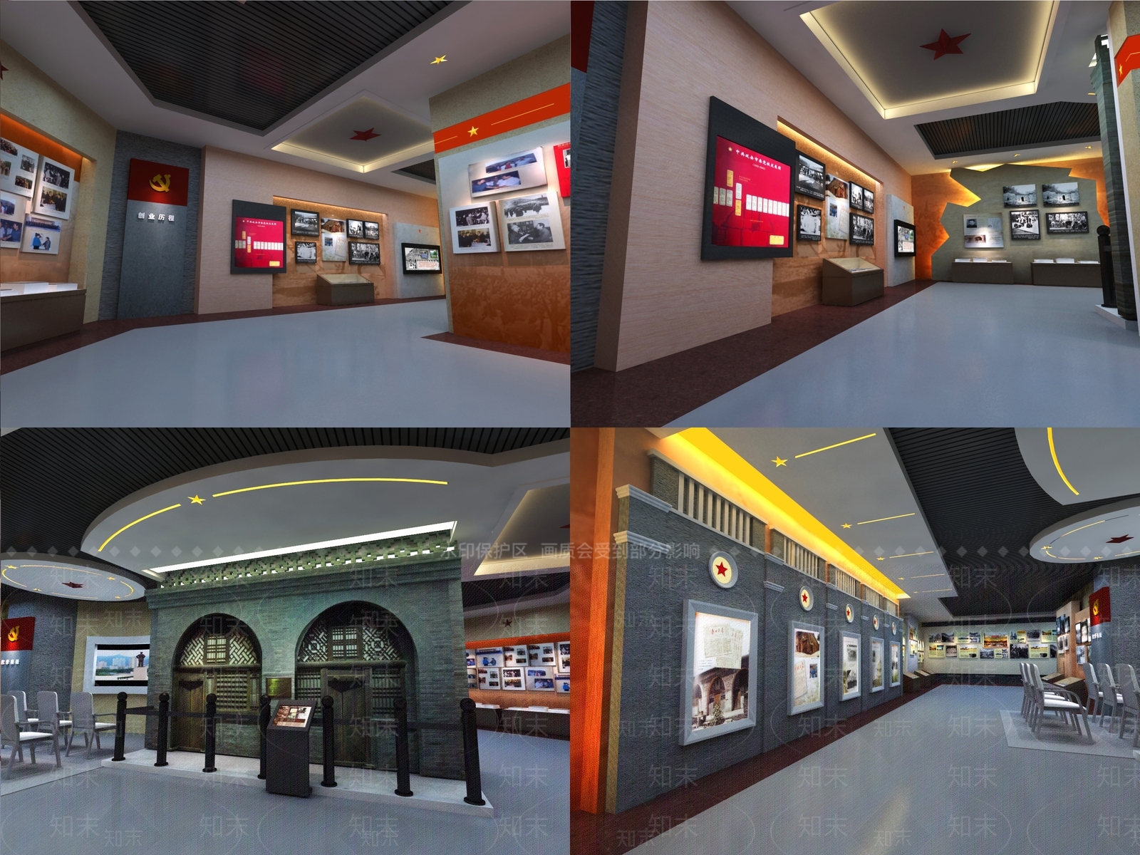 现代党建展厅SU模型下载【ID:1125922448】