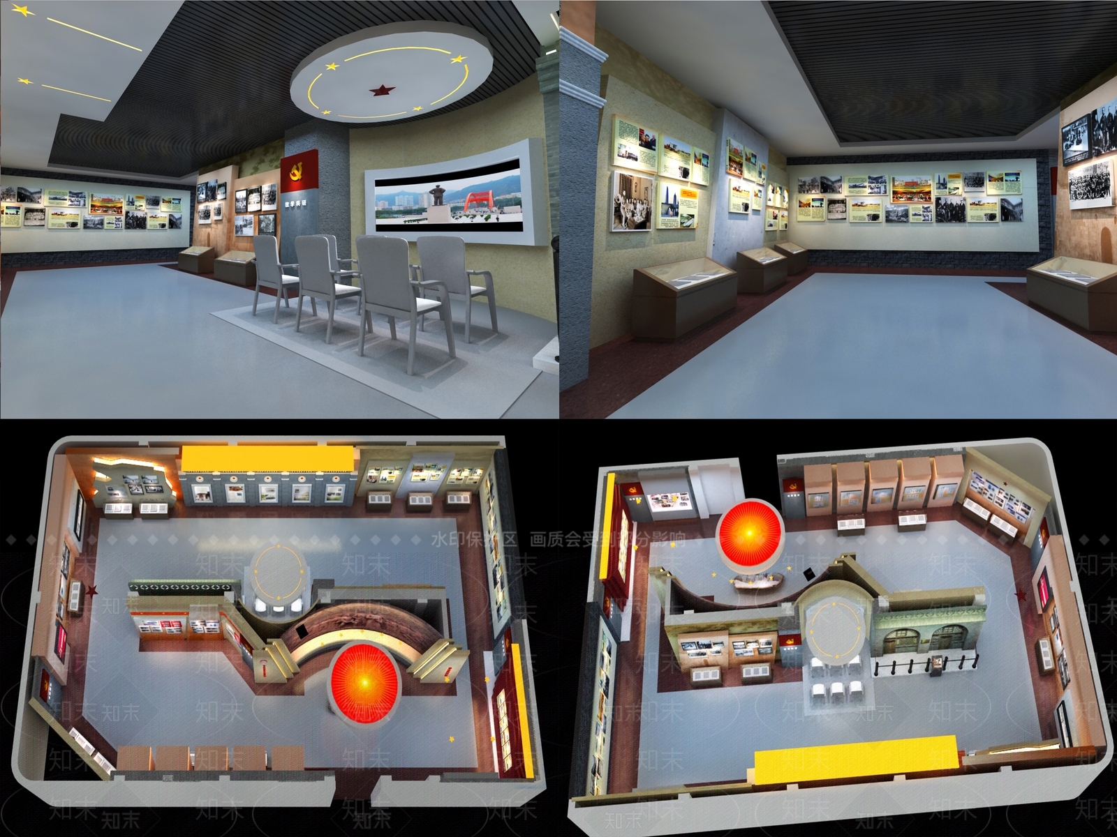 现代党建展厅SU模型下载【ID:1125922448】