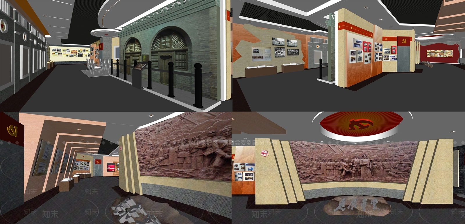 现代党建展厅SU模型下载【ID:1125922448】