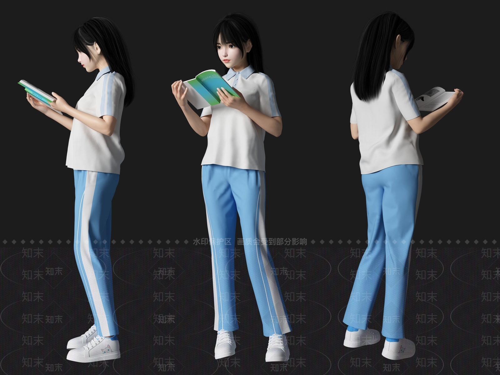 看书人物SU模型下载【ID:1125923016】