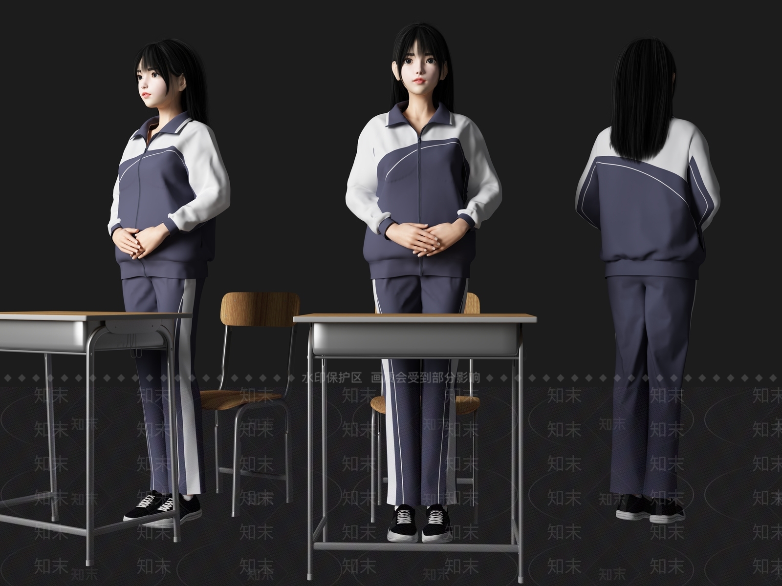 学生人物SU模型下载【ID:1125923250】