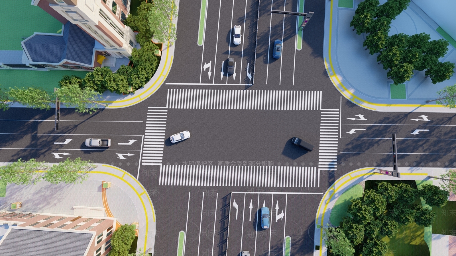 现代市政道路景观SU模型下载【ID:1125924658】