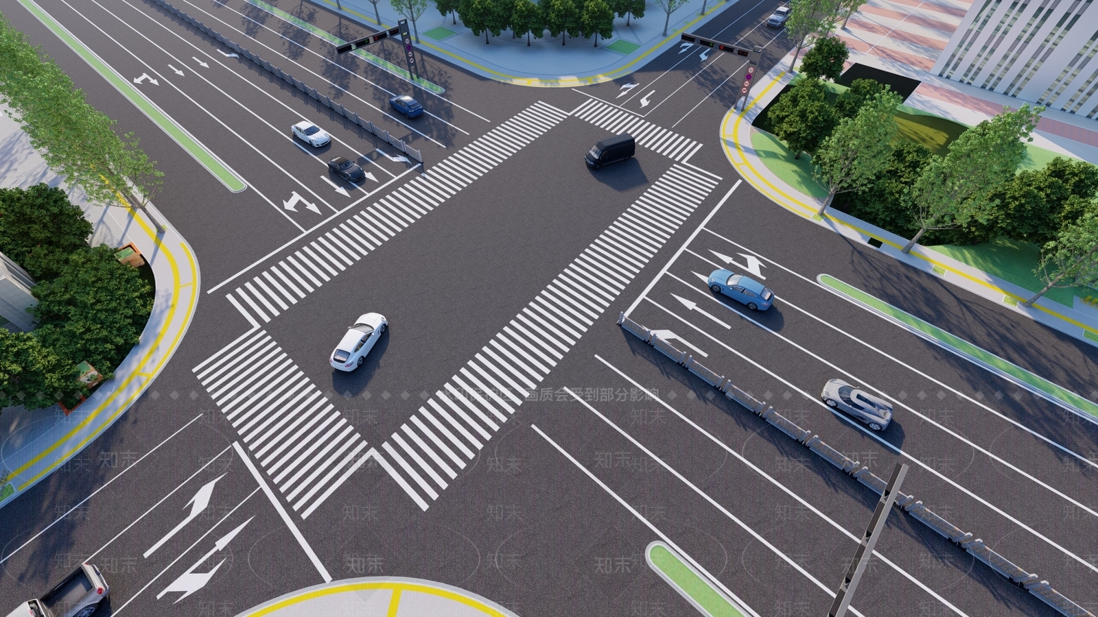 现代市政道路景观SU模型下载【ID:1125924658】