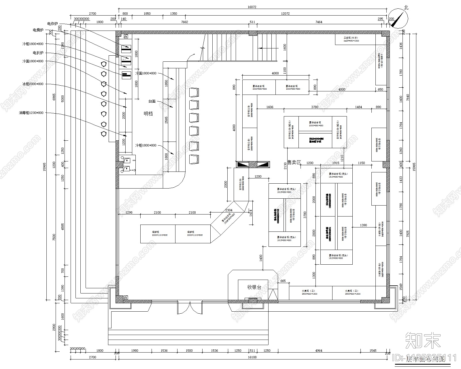 生鲜超市施工图cad施工图下载【ID:1125925111】