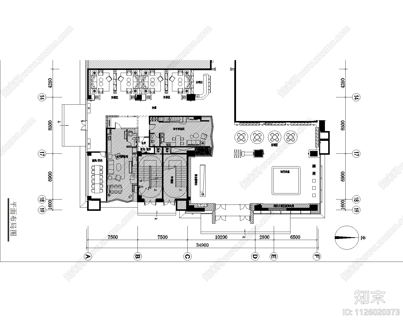 中式售楼处设计cad施工图下载【ID:1126020373】