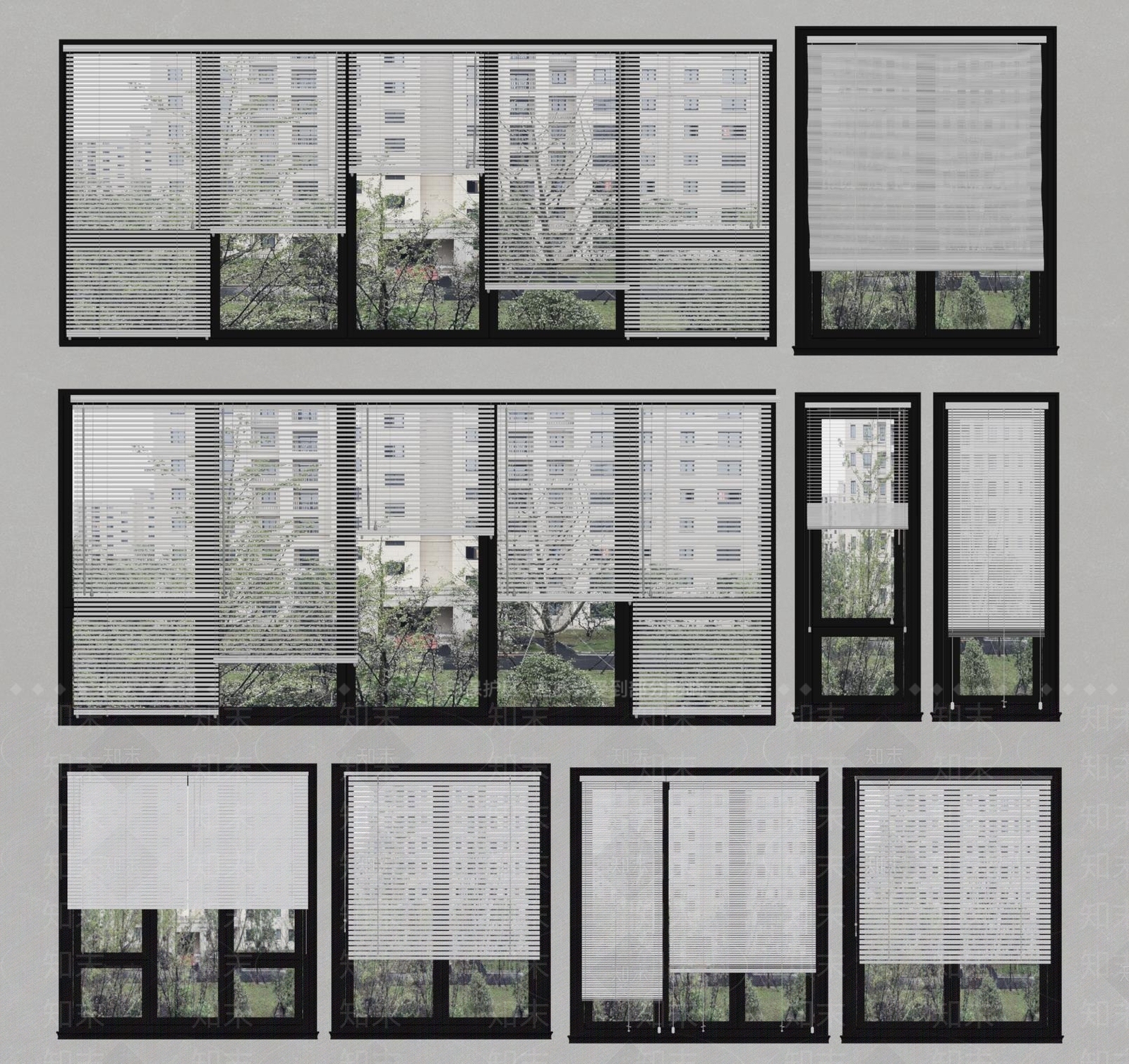 现代窗户组合SU模型下载【ID:1125927514】