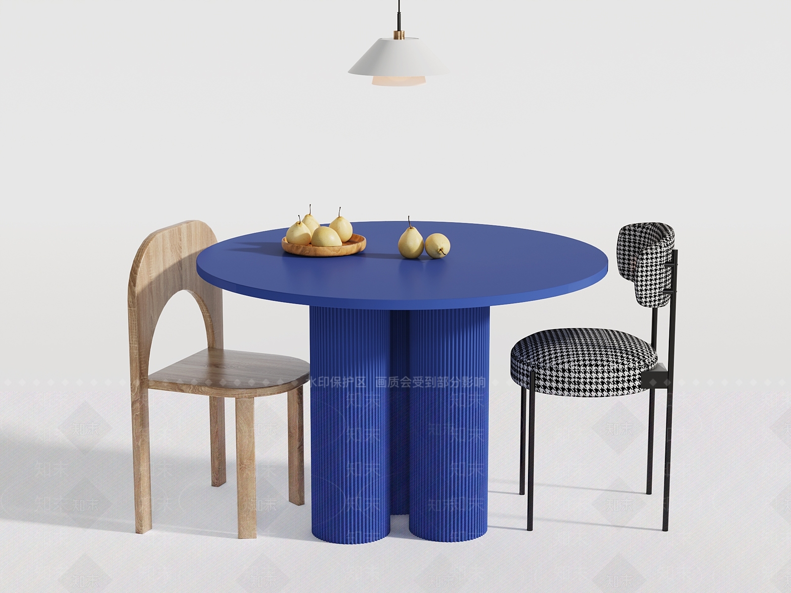 北欧圆桌餐桌椅组合3D模型下载【ID:1125931748】