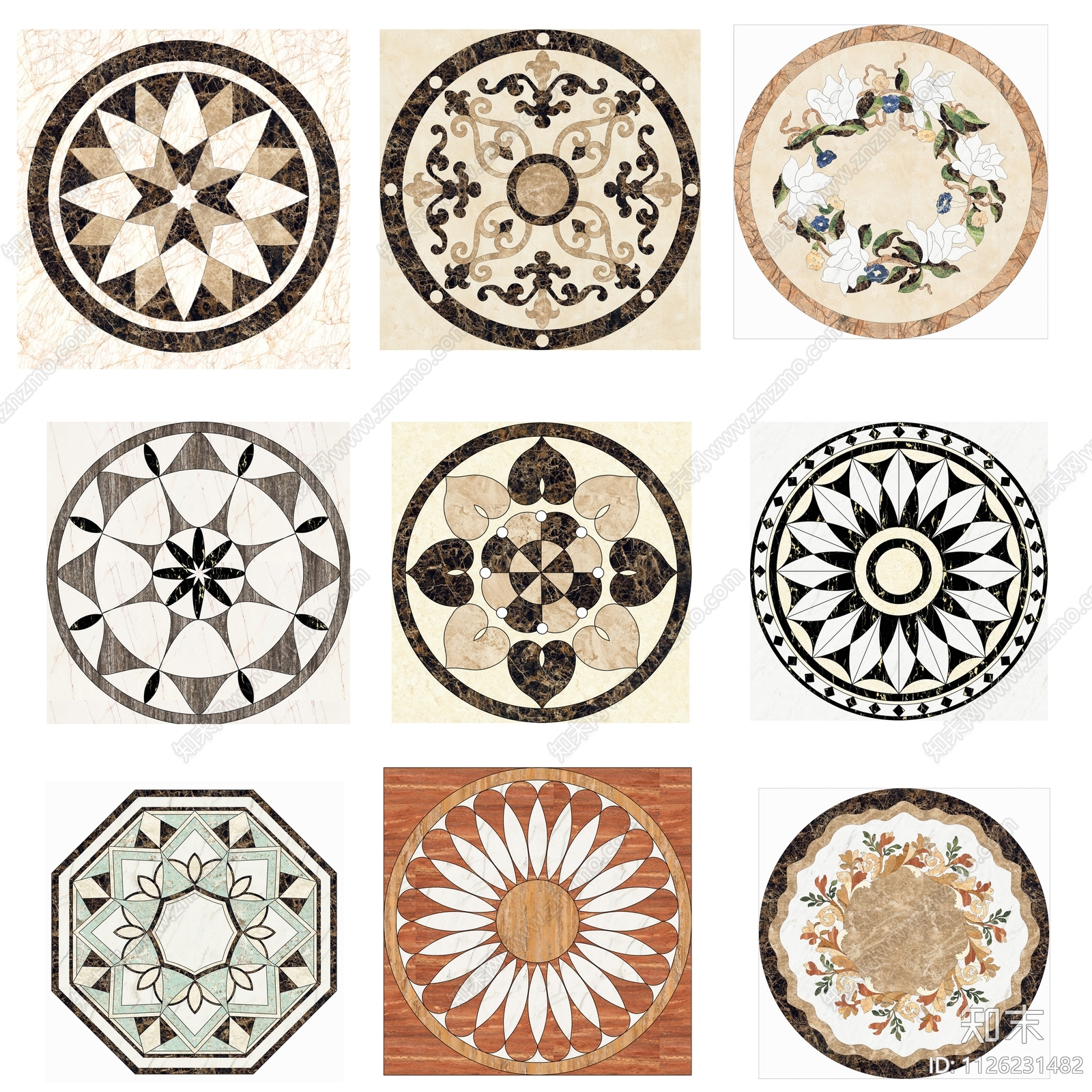 54个铺装拼花CAD施工图下载【ID:1126231482】