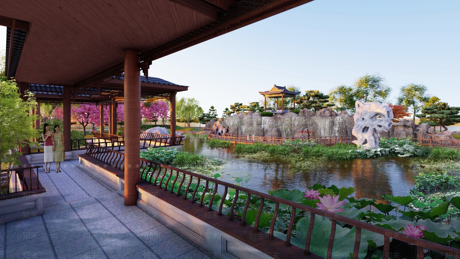 新中式公园景观SU模型下载【ID:1125939441】