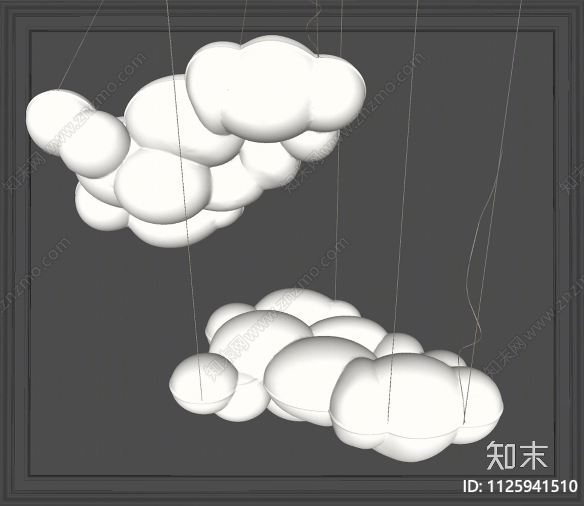 现代云朵吊灯SU模型下载【ID:1125941510】