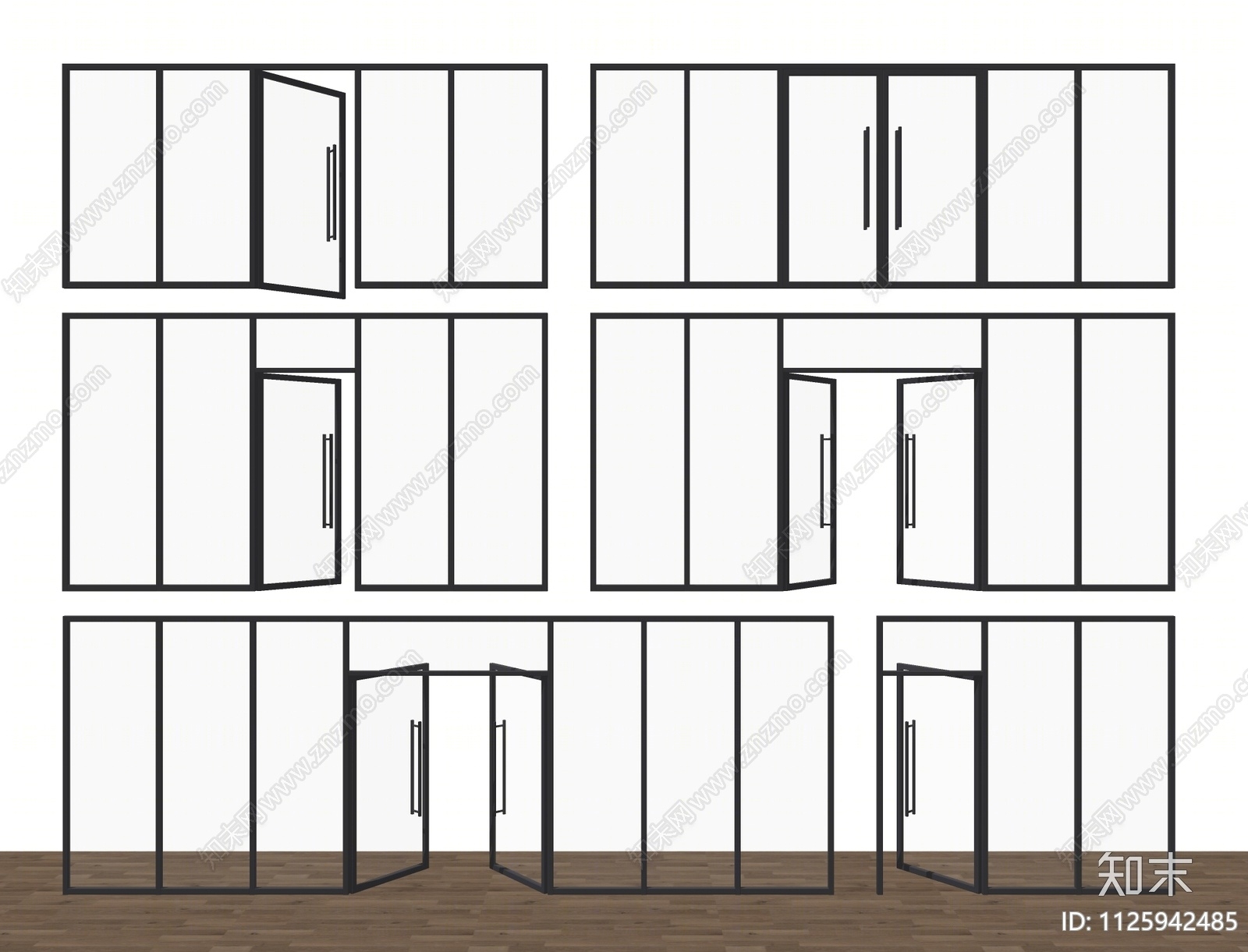 现代玻璃双开门SU模型下载【ID:1125942485】