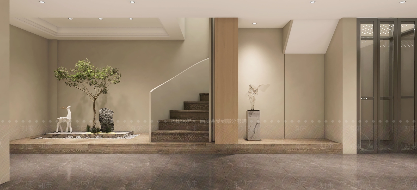 现代楼梯间3D模型下载【ID:1125947135】