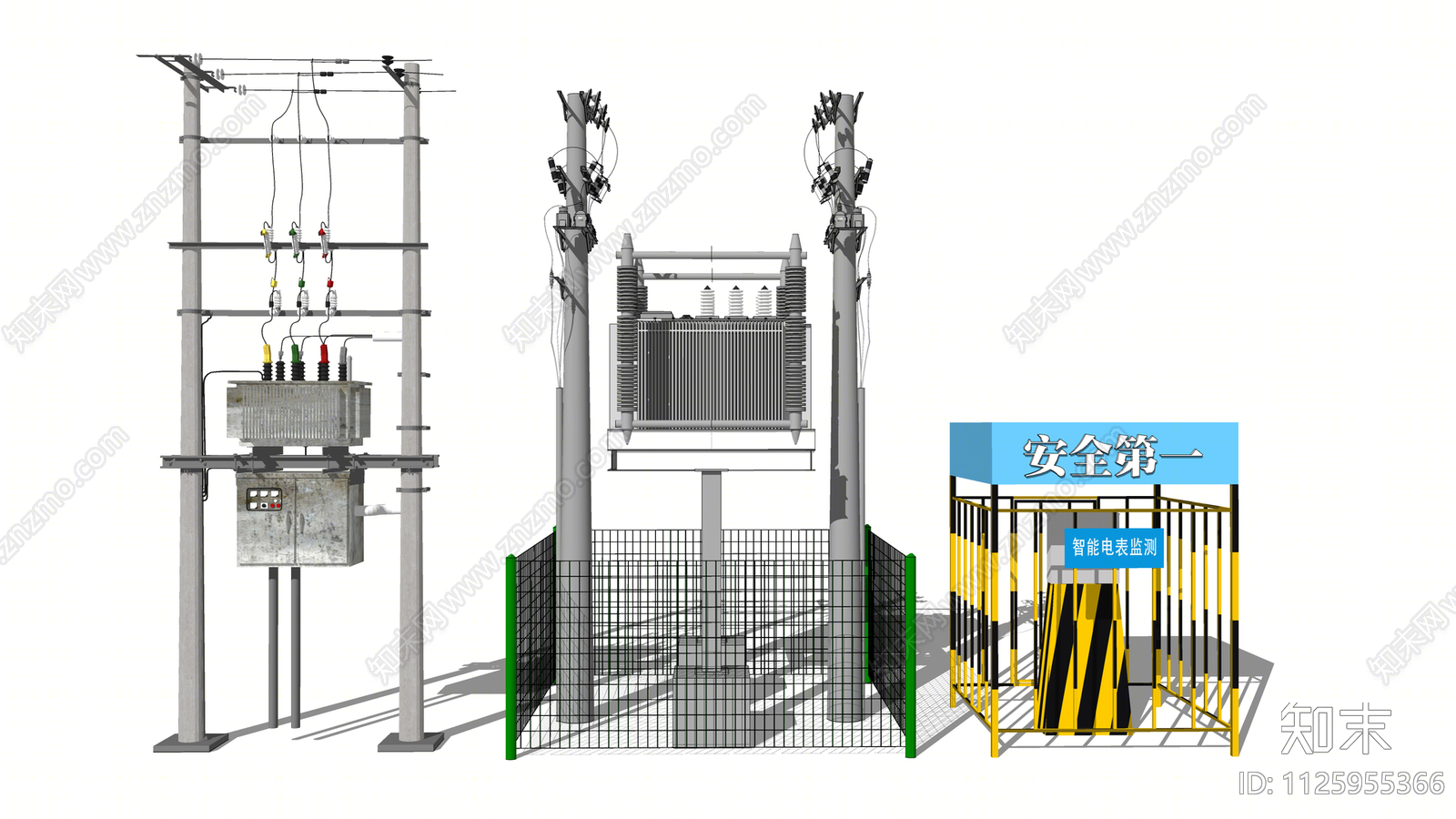 现代电线杆变压器SU模型下载【ID:1125955366】