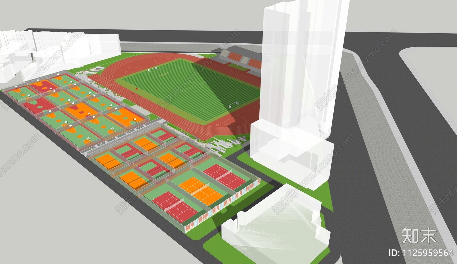 现代足球场SU模型下载【ID:1125959564】