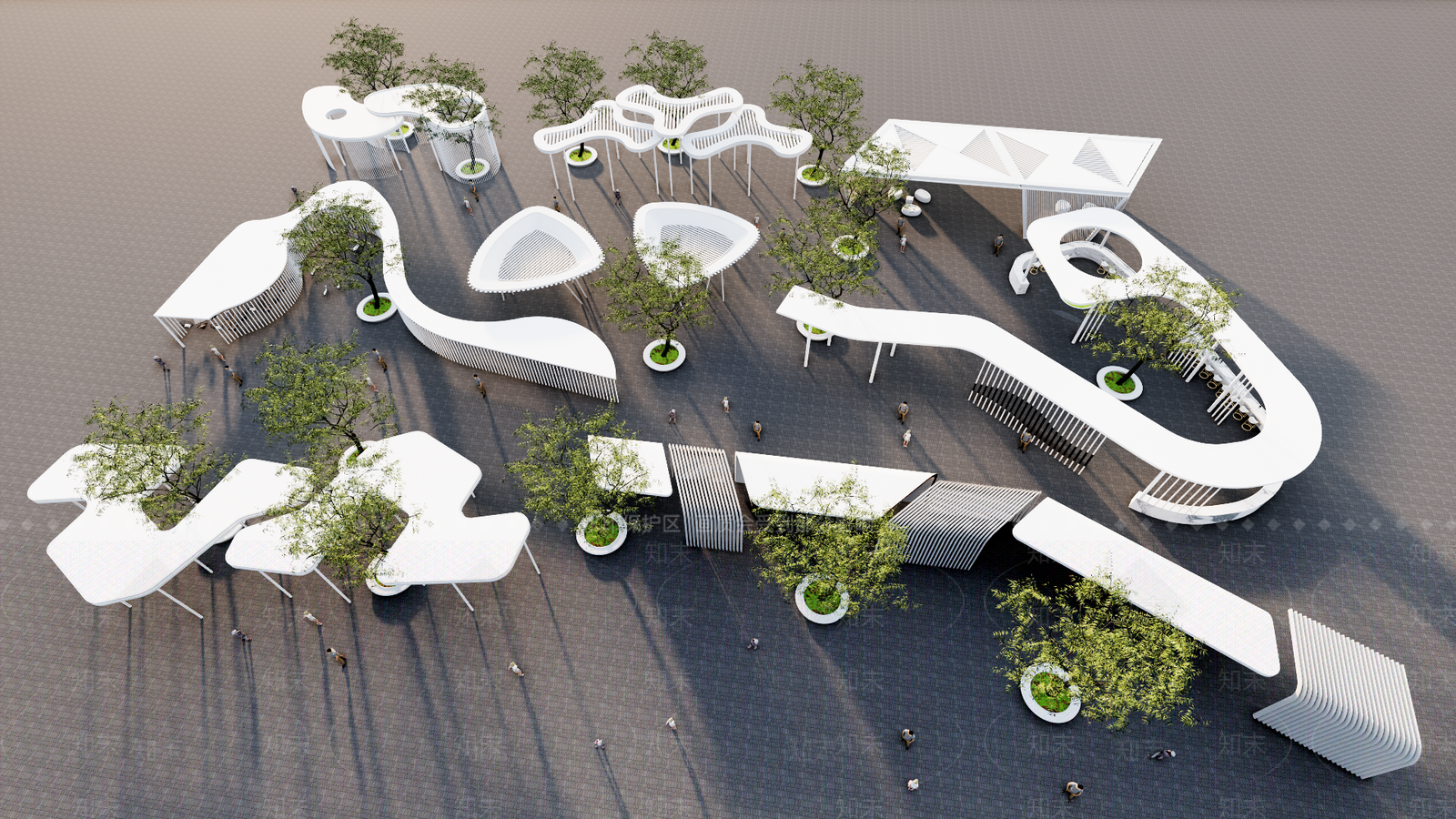 现代花架廊架SU模型下载【ID:1125959644】