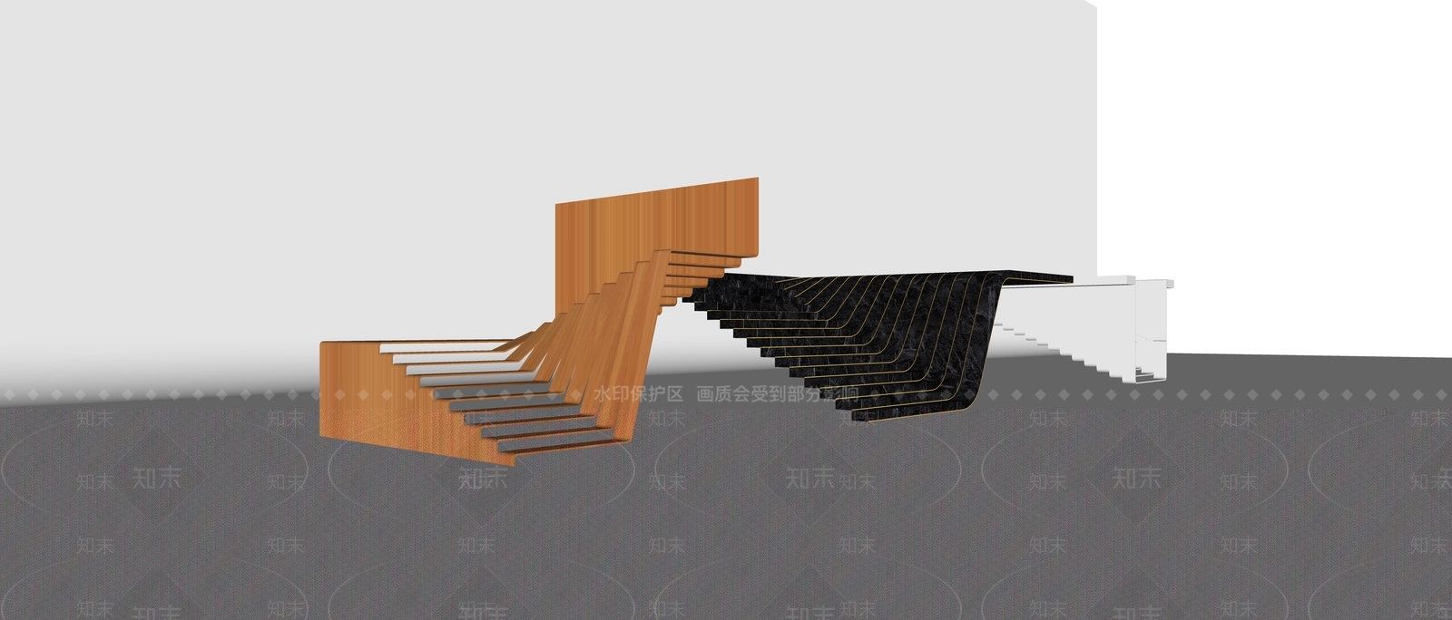 现代扶手楼梯SU模型下载【ID:1125961994】
