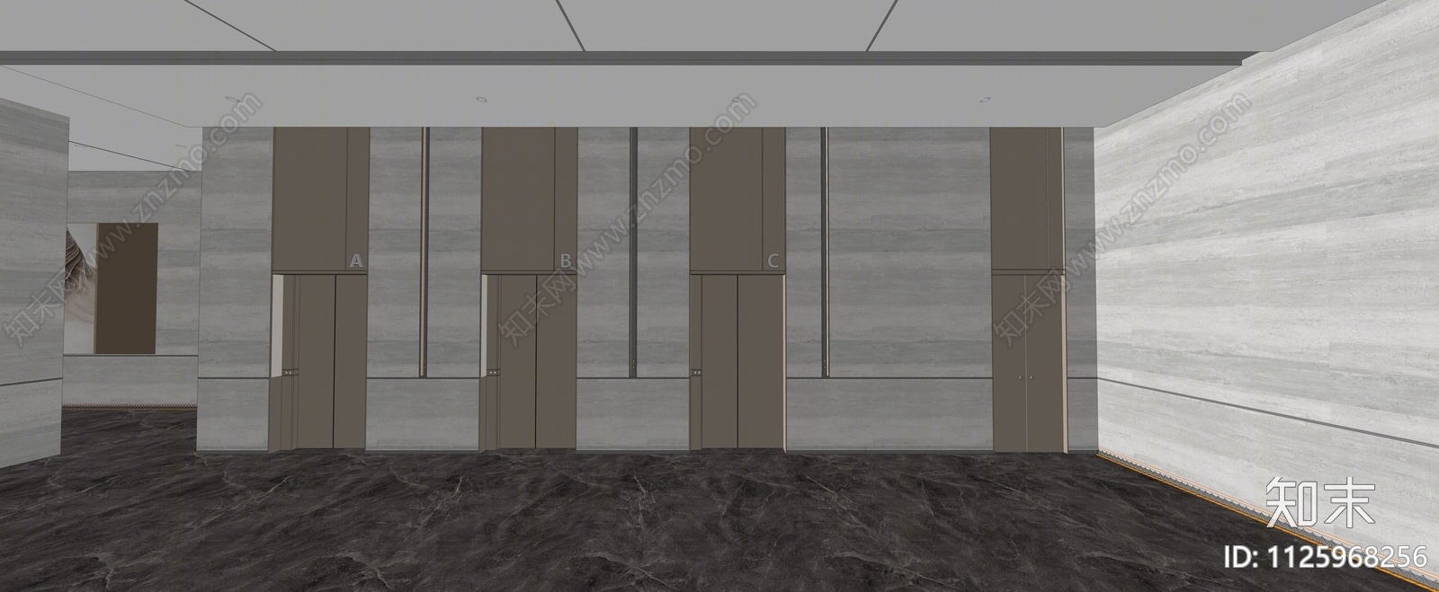 现代简约酒店大厅SU模型下载【ID:1125968256】