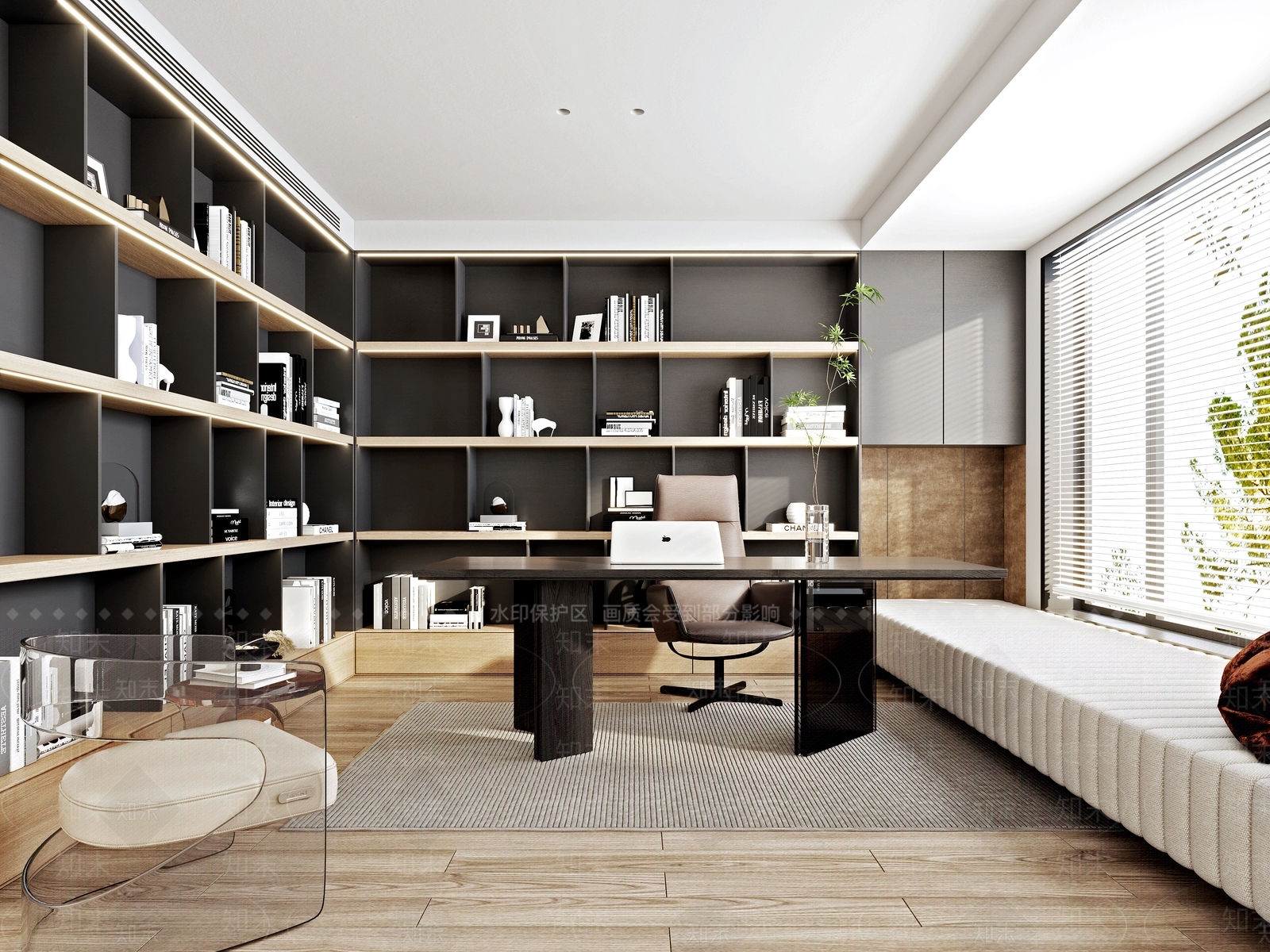 现代书房3D模型下载【ID:1125973095】_知末3d模型网