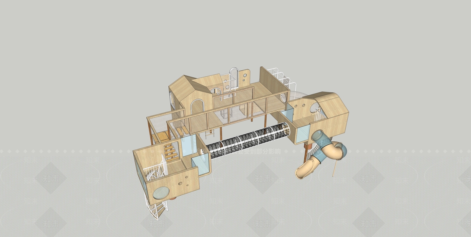 现代儿童滑梯SU模型下载【ID:1125973850】