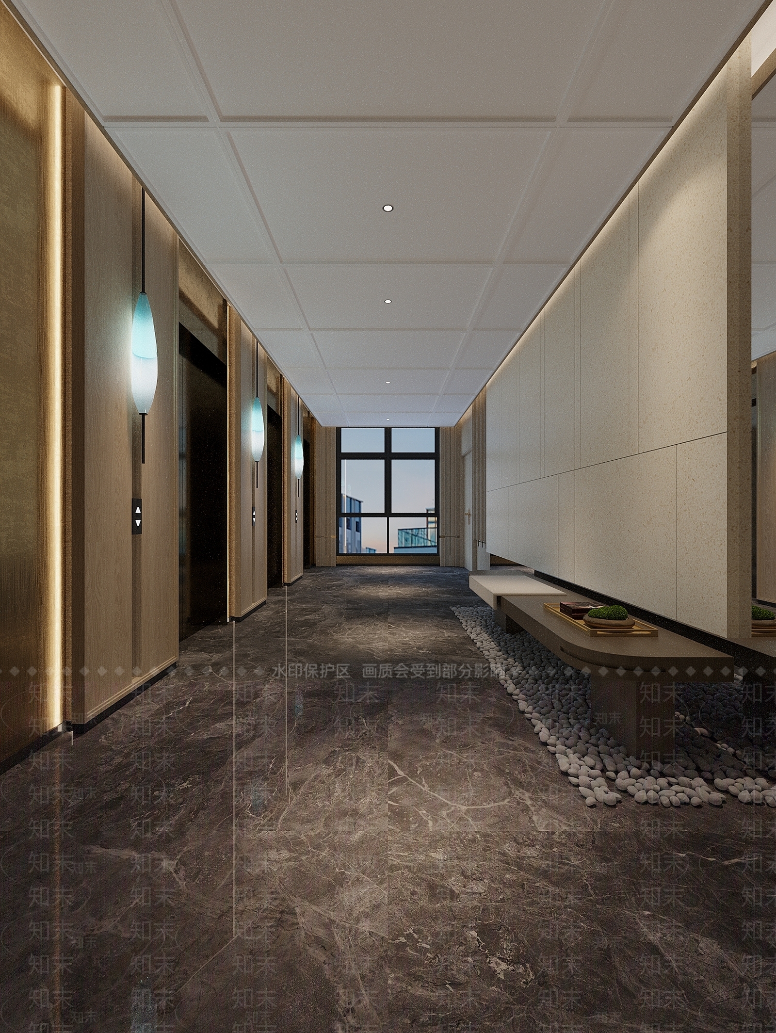 新中式电梯厅3D模型下载【ID:1125974618】