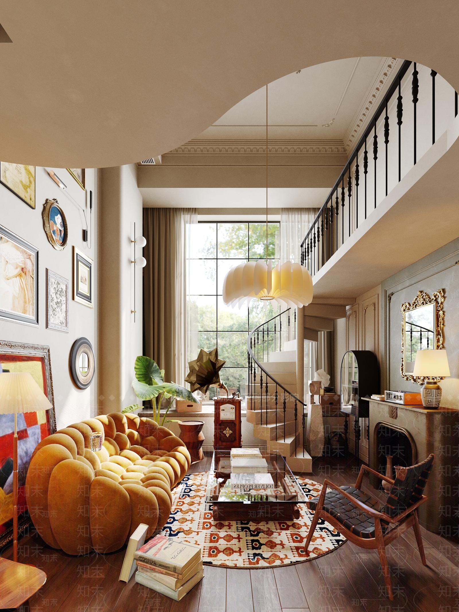 法式复古公寓客厅3D模型下载【ID:1125982596】