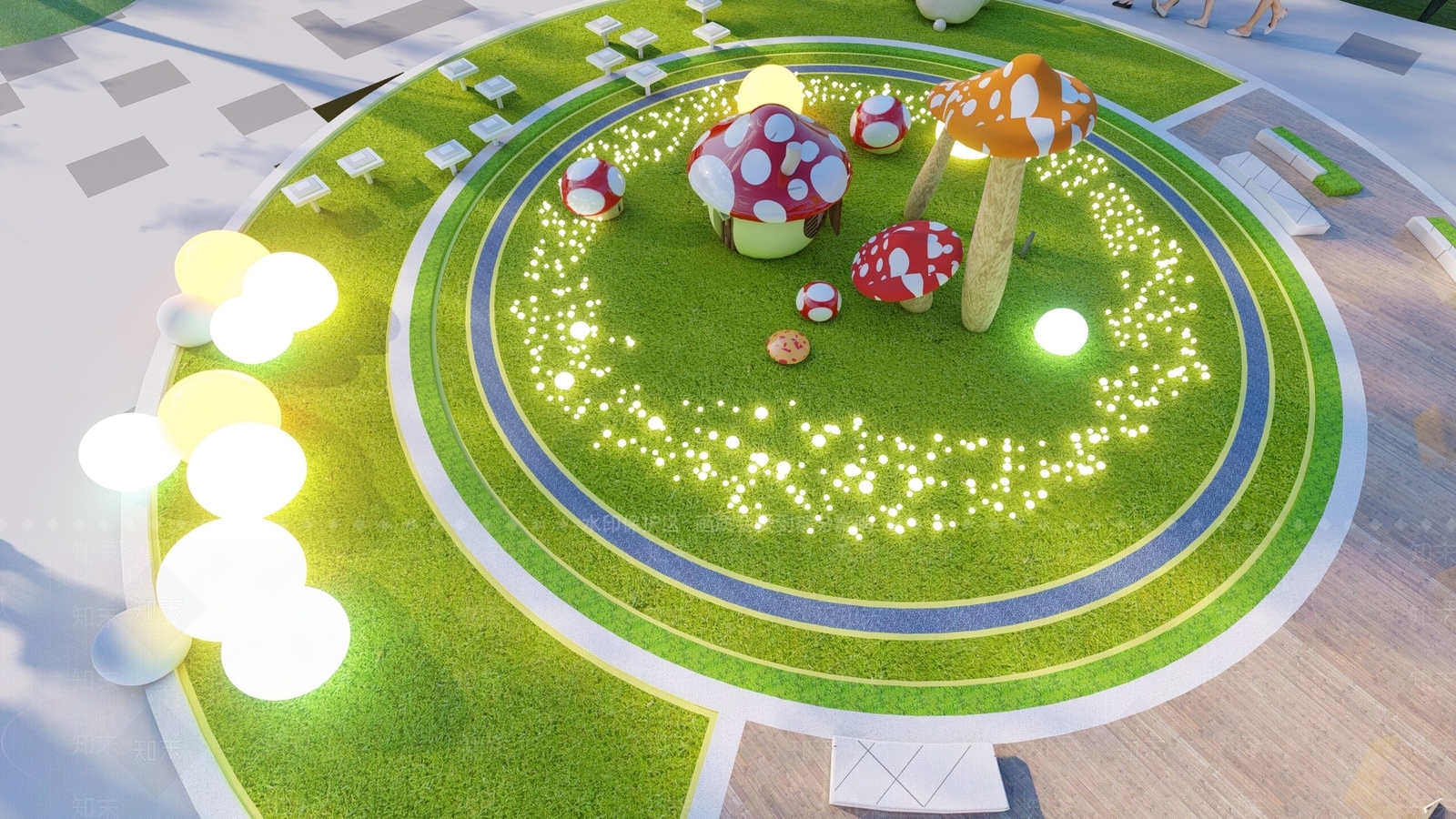 现代蘑菇雕塑小品SU模型下载【ID:1125986158】