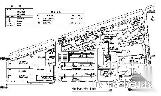 采暖管道（沟）平面图cad施工图下载【ID:165462148】