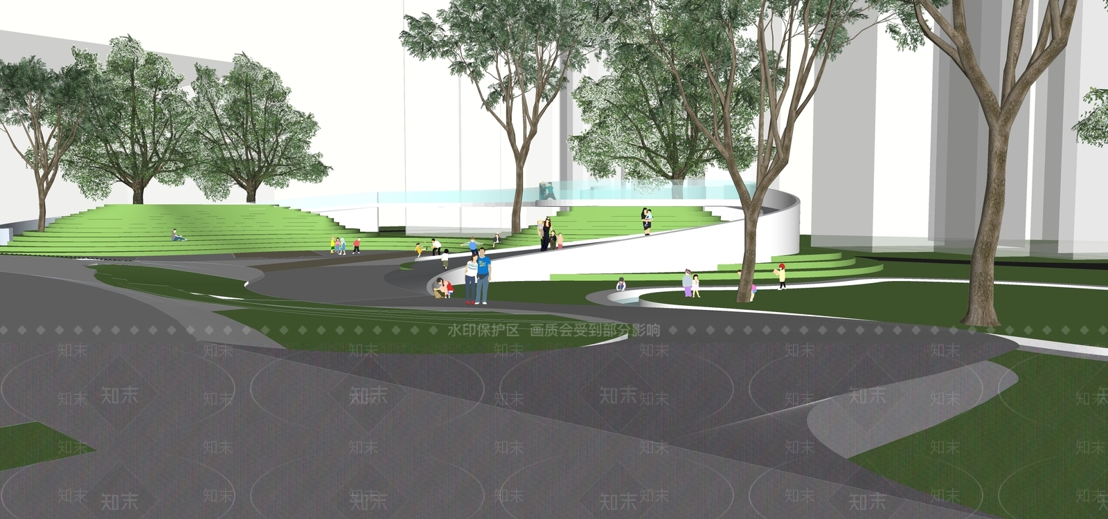 现代公园景观SU模型下载【ID:1125986645】